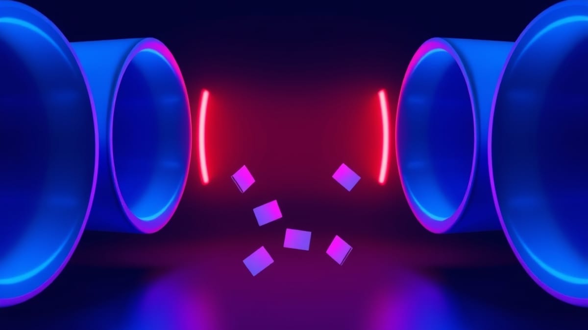 A five-segment funnel pipeline with a narrow glowing red middle segment where blank cards stall.