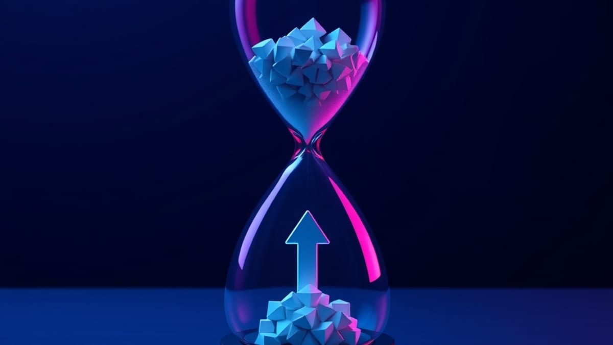 An hourglass where small tool shapes sort into two piles above and a single arrow forms below.