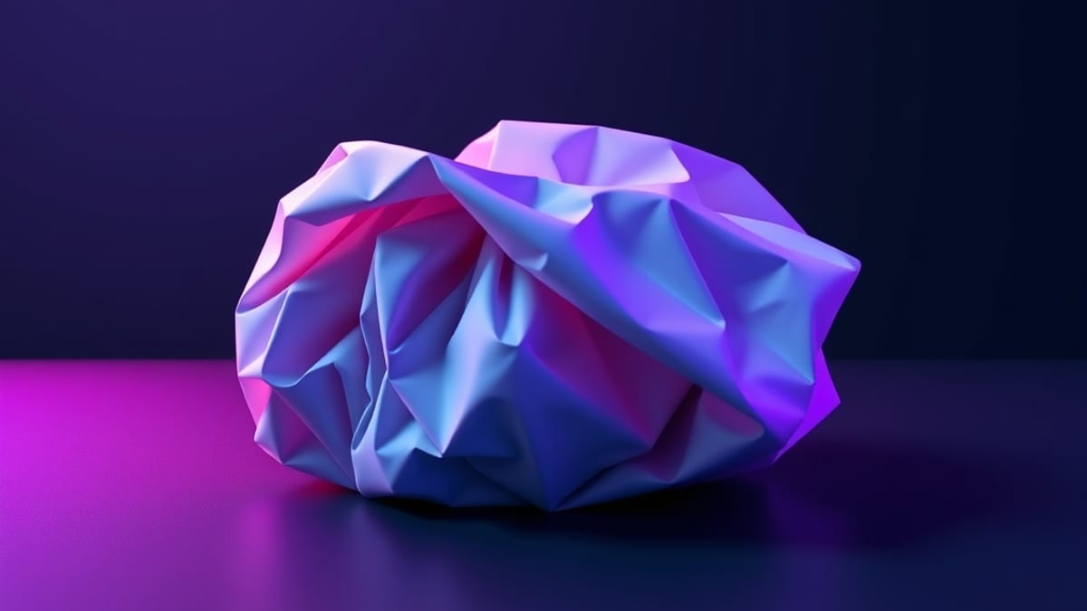 A crumpled paper ball unfolding into three smooth, neatly folded sheets on a plain desk in soft daylight.