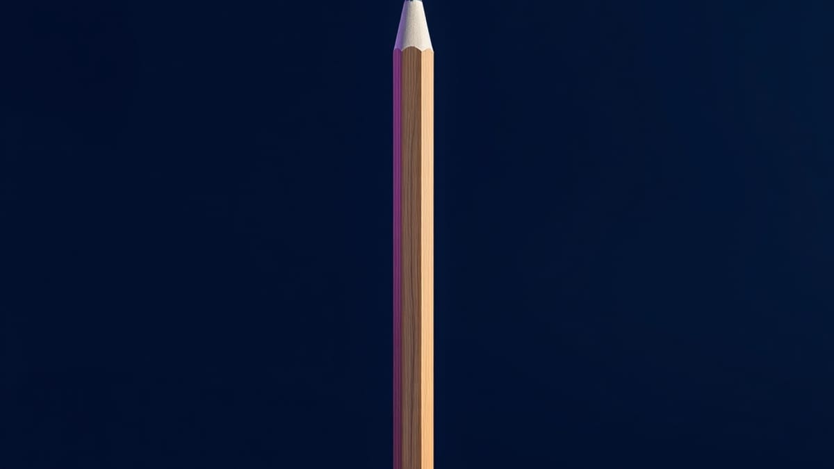 A wooden pencil split lengthwise, one half solid and the other half dissolving into a faint translucent outline.