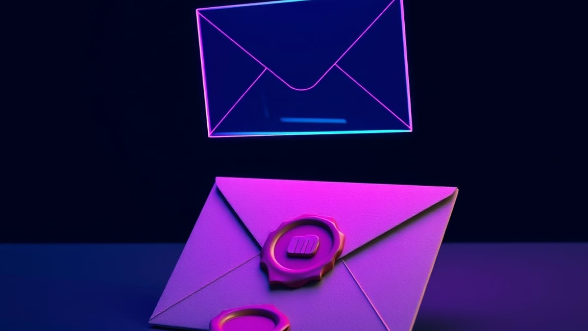 A sealed envelope with a blank wax stamp sits beside a transparent, unsigned glass copy floating above the desk.