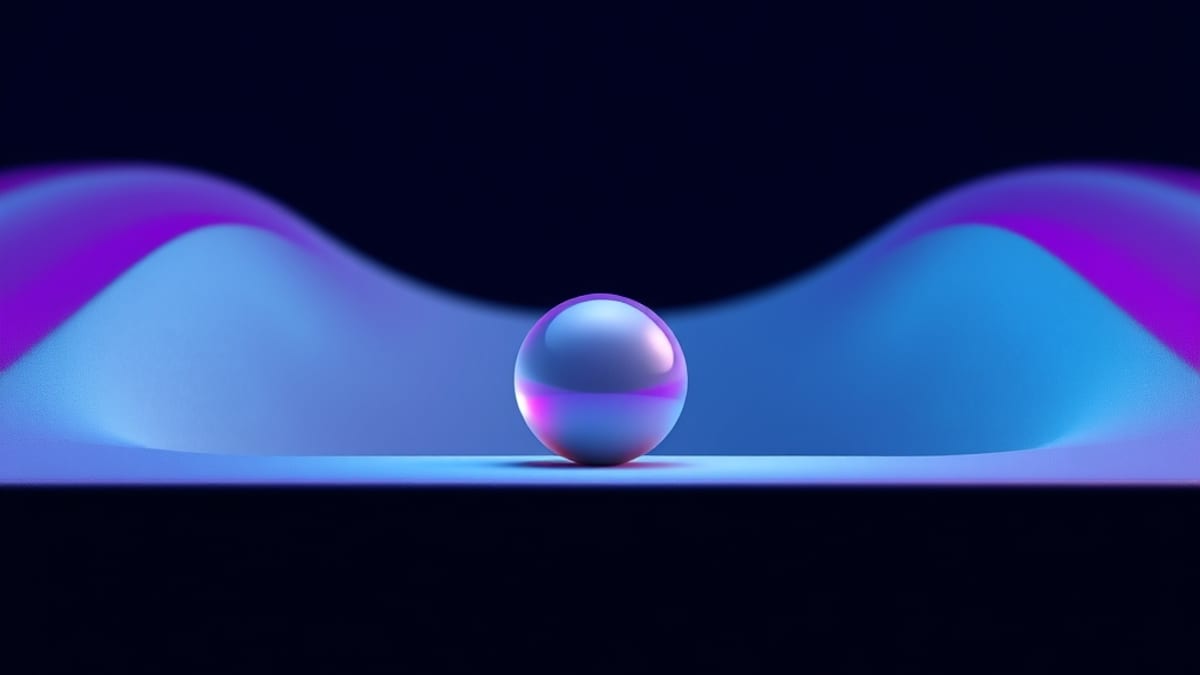 A marble rolling down a funnel into one deeply worn groove while fainter unused grooves fade around it.