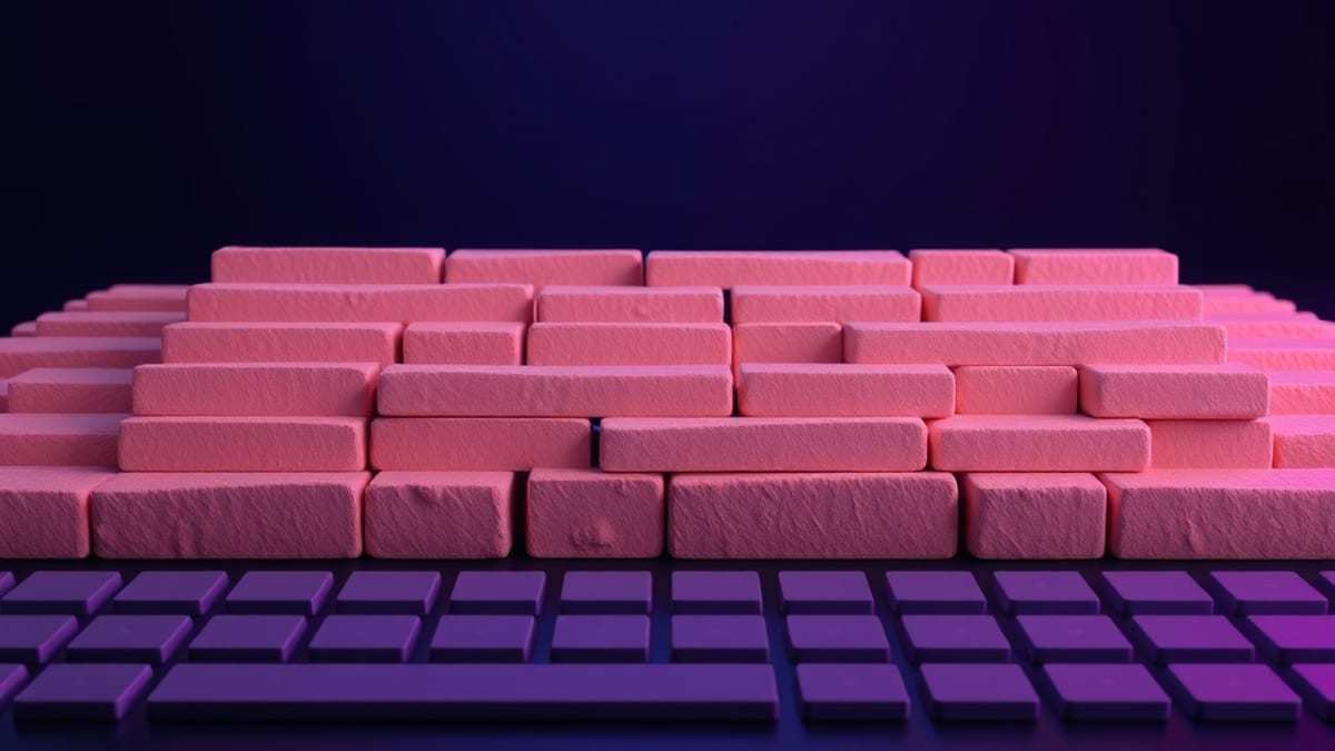 A block of rough clay text bars being smoothed and realigned by a soft sweeping light, with no keyboard or cursor present.