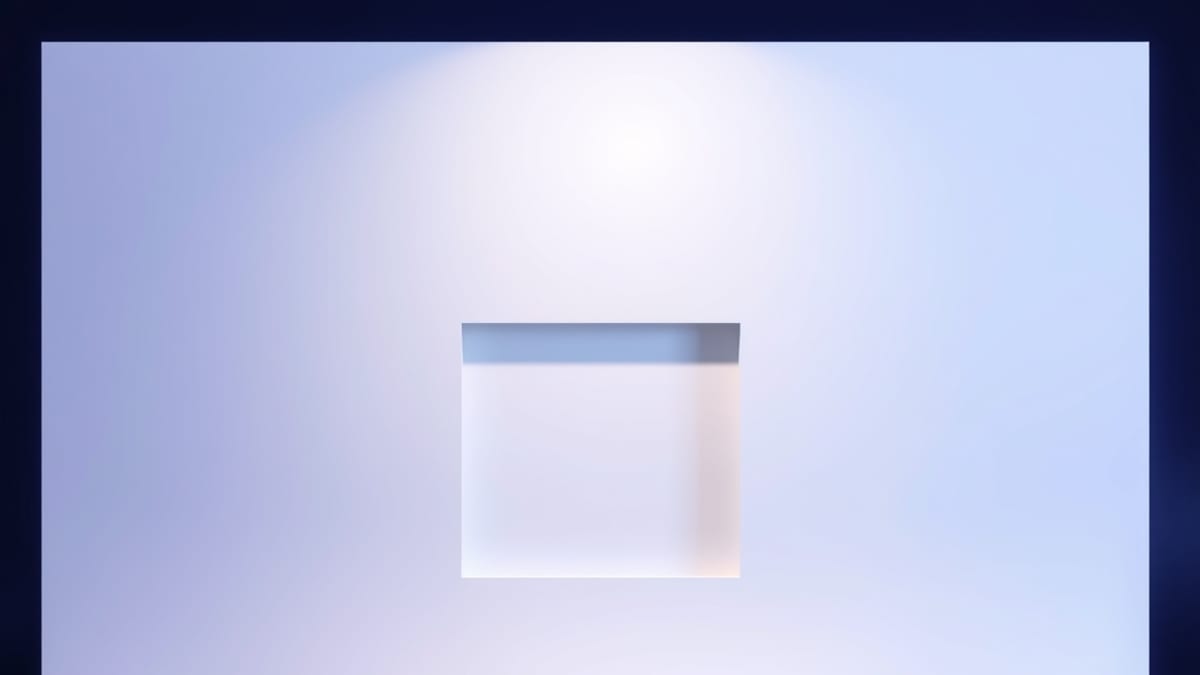 A blank wall slot fed by a conveyor of empty cards, with finished tidy stacks emerging on the far side.