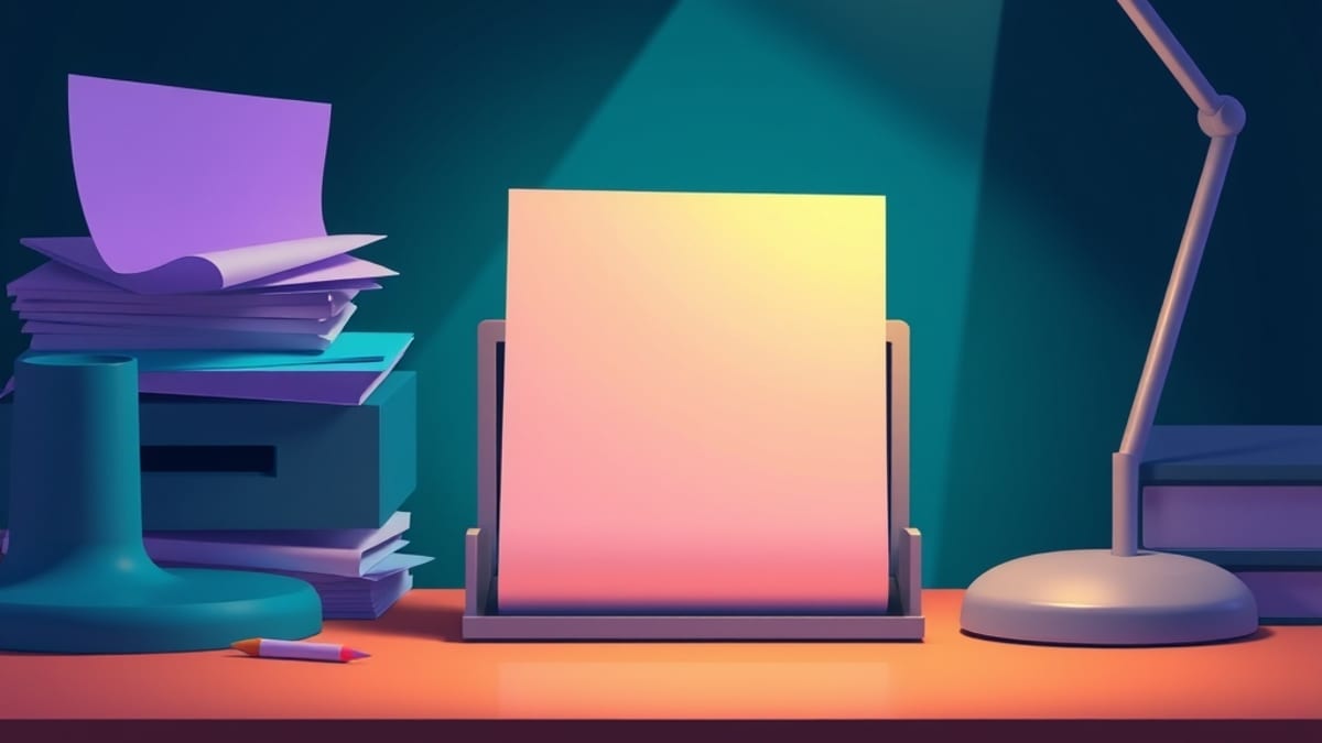 A small crumpled note is fed into a glowing slot, and one clean card slides out under a warm lamp beam.